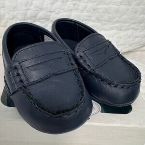Baby Boy Ralph Lauren Navy Leather Loafers Size 4